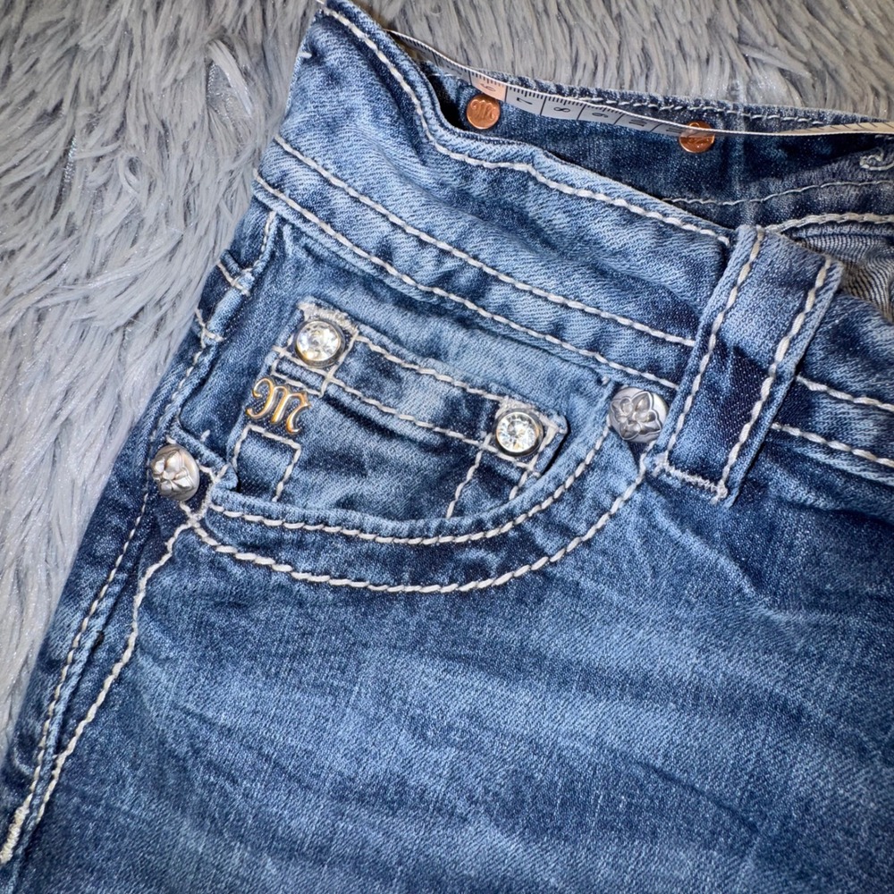 Miss Me Women's 28 Boot Jeans Embellished Cross Pockets western Style 28x29 Y2K - Picture 7 of 13